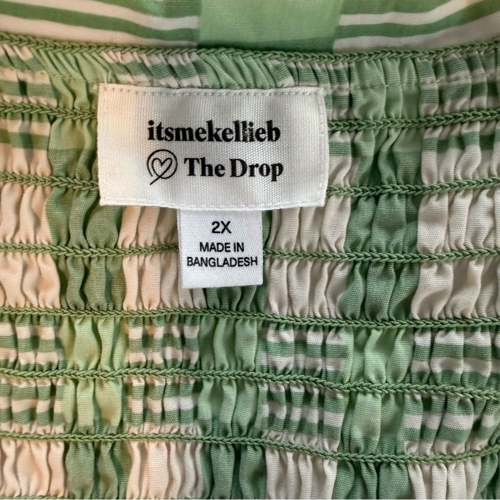 The Drop Plus Size Light Green Gingham Smocked Midi Dress, 2X, Great Condition - Picture 14 of 16